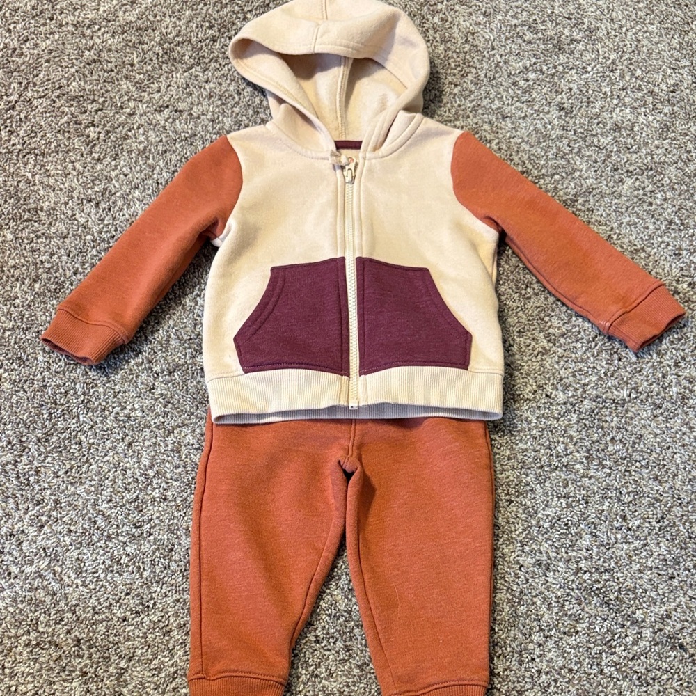 Cat & Jack Kids' Cream and Brown Jogger Set